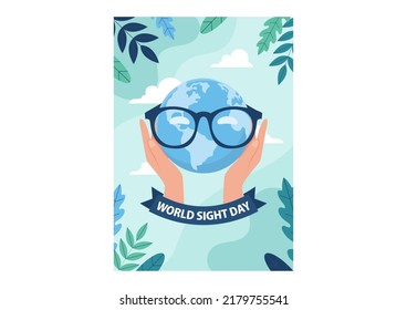 Soft Blue Background Of World Sight Day Illustration On Healthcare Icon Element. Vector Eps 10. Flat Style Design.