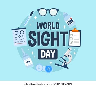 Soft blue background of World Sight Day illustration on healthcare icon element. Vector eps 10.