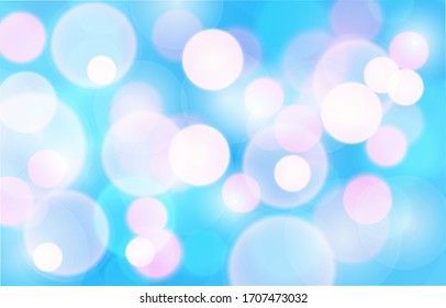 Soft blue bokeh background. Soft pink blur light effect wallpaper. Abstract background bokeh blurred. Shiny bokeh light effect. Vector illustration.