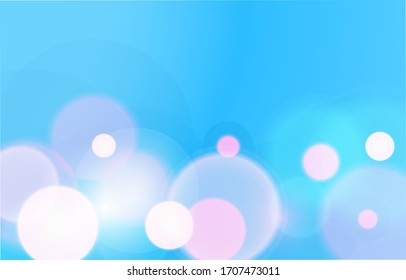 Suave fondo azul bokeh encantador. Papel tapiz de efecto luminoso rosa suave. Borrador del fondo abstracto. Efecto luminoso rosa de boquilla brillante. Ilustración vectorial.