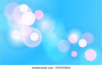 Suave fondo azul bokeh encantador. Papel tapiz de efecto luminoso rosa suave. Borrador del fondo abstracto. Brillante efecto de luz bokeh. Ilustración vectorial.