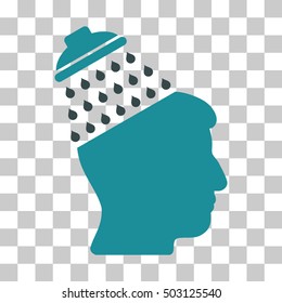 Soft Blue Brain Shower toolbar pictogram. Vector pictograph style is a flat bicolor symbol on chess transparent background.