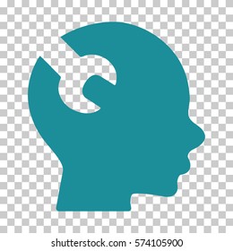 Soft Blue Brain Wrench Tool toolbar pictogram. Vector pictograph style is a flat symbol on chess transparent background.
