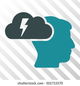 Soft Blue Brainstorming toolbar icon. Vector pictogram style is a flat bicolor symbol on diagonal hatch transparent background.