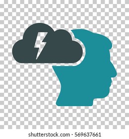 Soft Blue Brainstorming toolbar pictogram. Vector pictograph style is a flat bicolor symbol on chess transparent background.