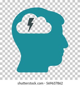 Soft Blue Brainstorming toolbar pictogram. Vector pictograph style is a flat bicolor symbol on chess transparent background.