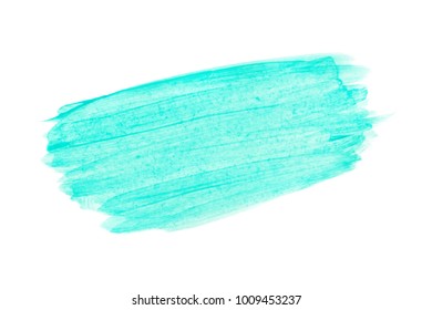 Soft blue brush stroke. Hand drawn acrylic smear paint stain design element isolated on a white background. Vector illustration.