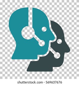 Soft Blue Call Center Operators interface icon. Vector pictogram style is a flat bicolor symbol on chess transparent background.