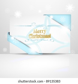 Soft blue Christmas card with snowflakes and glare