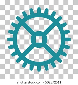 Soft Blue Clock Gear toolbar pictogram. Vector pictograph style is a flat symbol on chess transparent background.