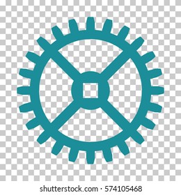Soft Blue Clock Gear toolbar icon. Vector pictograph style is a flat symbol on chess transparent background.