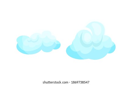Soft Blue Clouds Suspended in the Atmosphere Vector Set