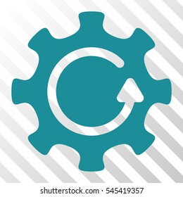 Soft Blue Cog Rotation Direction interface pictogram. Vector pictograph style is a flat symbol on diagonal hatch transparent background.