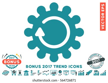 Soft Blue Cog Rotation icon with bonus 2017 year trend symbols. Vector illustration style is flat iconic bicolor symbols, white background.
