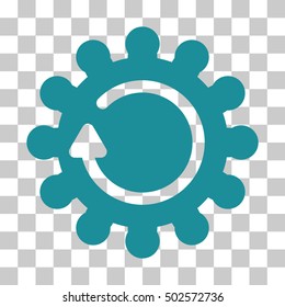 Soft Blue Cog Rotation interface toolbar pictogram. Vector pictogram style is a flat symbol on chess transparent background.