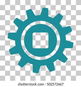 Soft Blue Cog toolbar pictogram. Vector pictogram style is a flat symbol on chess transparent background.