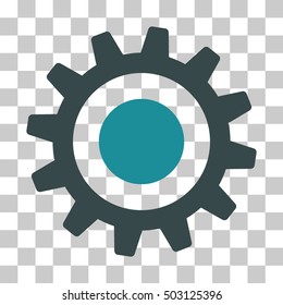 Soft Blue Cogwheel interface icon. Vector pictogram style is a flat bicolor symbol on chess transparent background.