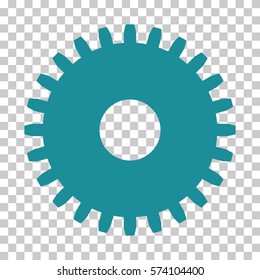 Soft Blue Cogwheel interface pictogram. Vector pictograph style is a flat symbol on chess transparent background.