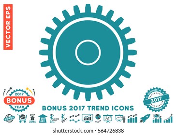 Soft Blue Cogwheel pictogram with bonus 2017 trend design elements. Vector illustration style is flat iconic bicolor symbols, white background.
