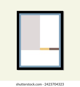 weiche blaue Tapete quadratische moderne ästhetische Plakatform abstrakte Vorlage geometrische Form gerahmt zeitgenössische skandinavische Mitte des Jahrhunderts digitale A3 A4 Print-Buch-Heimwand-Wanddekorationskarte