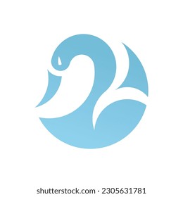 Soft blue colour Swan icon vector circle. Good for logo icon, logo brand, animal logo, etc