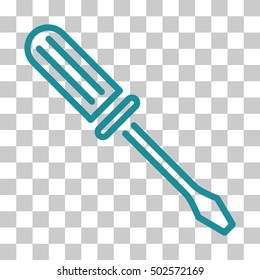 Soft Blue Contour Screwdriver toolbar pictogram. Vector pictograph style is a flat symbol on chess transparent background.