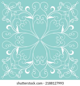Soft blue and cream bohemian pattern. SOFT MODERN MONOGRAM PRINT