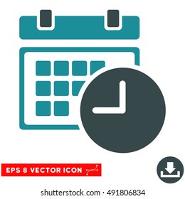 Soft Blue Date and Time EPS vector pictograph. Illustration style is flat iconic bicolor symbol on a white background.