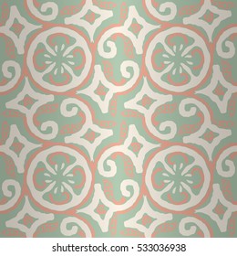 Soft blue decorative seamless pattern background in primitive style. Shining, contrast design for surface, banner, ads or other purpose.