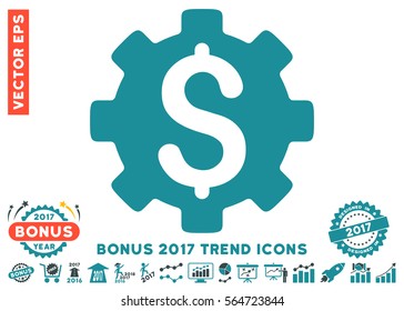 Soft Blue Development Cost icon with bonus 2017 year trend images. Vector illustration style is flat iconic bicolor symbols, white background.