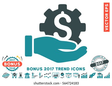 Soft Blue Development Service icon with bonus 2017 trend elements. Vector illustration style is flat iconic bicolor symbols, white background.
