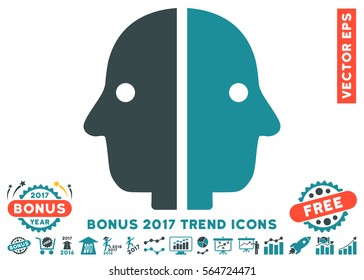 Soft Blue Dual Face icon with bonus 2017 trend pictograph collection. Vector illustration style is flat iconic bicolor symbols, white background.