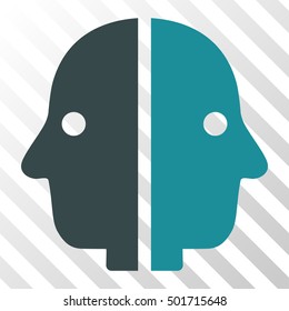 Soft Blue Dual Face toolbar icon. Vector pictogram style is a flat bicolor symbol on diagonal hatch transparent background.