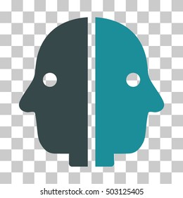 Soft Blue Dual Face toolbar icon. Vector pictograph style is a flat bicolor symbol on chess transparent background.