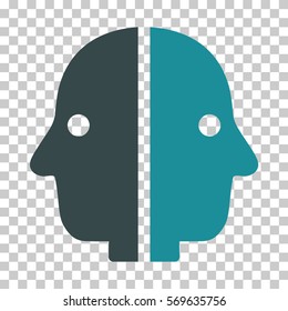 Soft Blue Dual Face toolbar icon. Vector pictograph style is a flat bicolor symbol on chess transparent background.