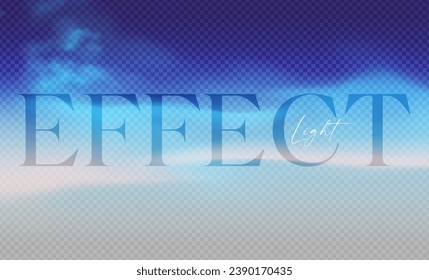 Soft blue effect with fog texture and light. Transparent vector night effect