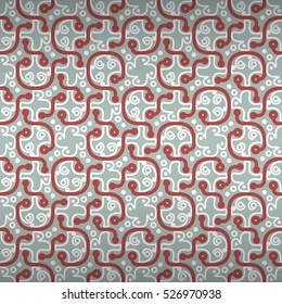 Soft blue fancy seamless pattern background in strange style. Compound puzzle repeatable backdrop. Contemporary design. Vivid, symmetric design for textile, fabric, carpet or other purpose.
