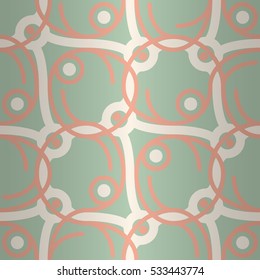 Soft blue fancy seamless pattern background in knotty style. Entangled puzzle repeatable backdrop.
