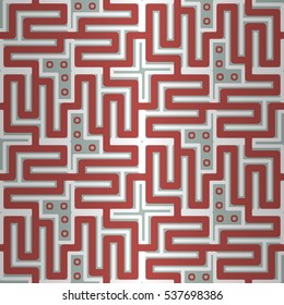 Soft blue fancy seamless pattern in labyrinth style. Vector background. Complex mosaic repeatable backdrop.