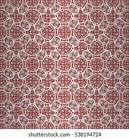 Soft blue fancy seamless pattern in Rorschach test style. Retro texture. Colored, graphic design for web, ads, banner or other purpose.