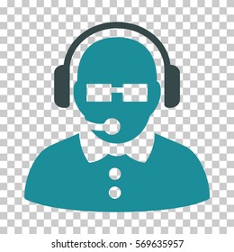 Soft Blue Female Operator interface toolbar pictogram. Vector pictograph style is a flat bicolor symbol on chess transparent background.