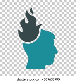 Soft Blue Fired Head interface toolbar icon. Vector pictogram style is a flat bicolor symbol on chess transparent background.