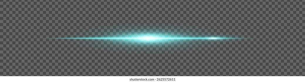 Soft Blue flare line with subtle glow on transparent background. Minimalist light effect for sci-fi or tech design.