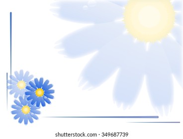 Soft blue flowers on the white background