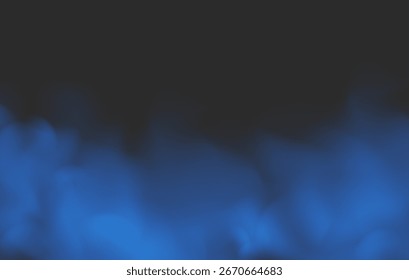 Neblina azul suave ou efeito de fumaça em estilo de vetor realista isolado em fundo transparente ou escuro perfeito para textura de ar de design abstrato e atmosfera visual.