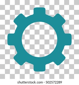 Soft Blue Gear interface icon. Vector pictogram style is a flat symbol on chess transparent background.