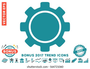 Soft Blue Gear pictogram with bonus 2017 trend design elements. Vector illustration style is flat iconic bicolor symbols, white background.