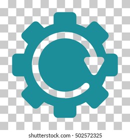 Soft Blue Gear Rotation Direction interface toolbar icon. Vector pictograph style is a flat symbol on chess transparent background.