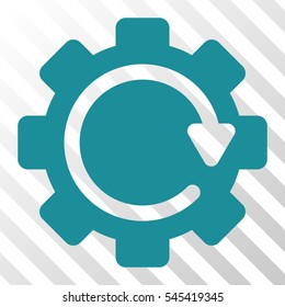 Soft Blue Gear Rotation Direction interface toolbar pictogram. Vector pictogram style is a flat symbol on diagonal hatch transparent background.