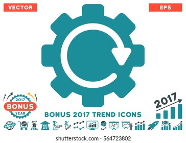 Soft Blue Gear Rotation Direction icon with bonus 2017 year trend pictures. Vector illustration style is flat iconic bicolor symbols, white background.